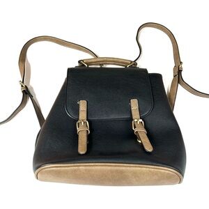 Jen & Co Brooks Vegan Leather Backpack Convertible  Bag Black Brown #1755